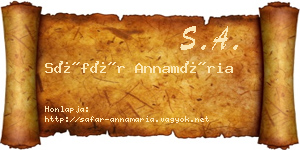 Sáfár Annamária névjegykártya